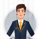 A professional and friendly travel concierge icon.